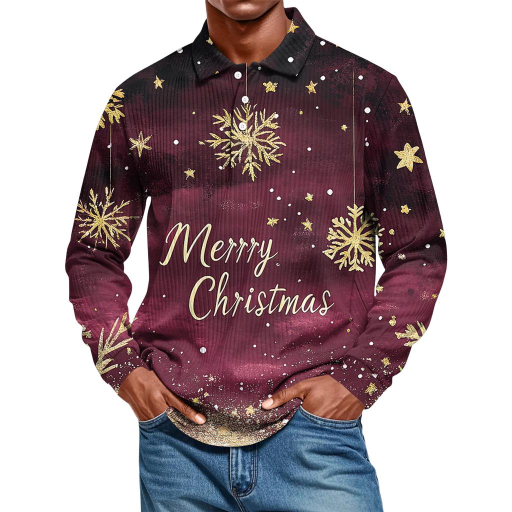 Men's Casual Style Solid Color Loose  Shirt Long-sleeved Top