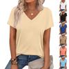 Women's Casual V Neck Short Sleeve Top Relaxed Fit Lightweight Soft Fabric Comfortable Daily Wear Summer Spring Blouse