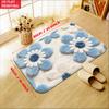 1pc 2D Flat Blue Floral Bathroom Entryway Area Rug, Non‑Slip Decor Floor Mat for Bathroom Indoor Use