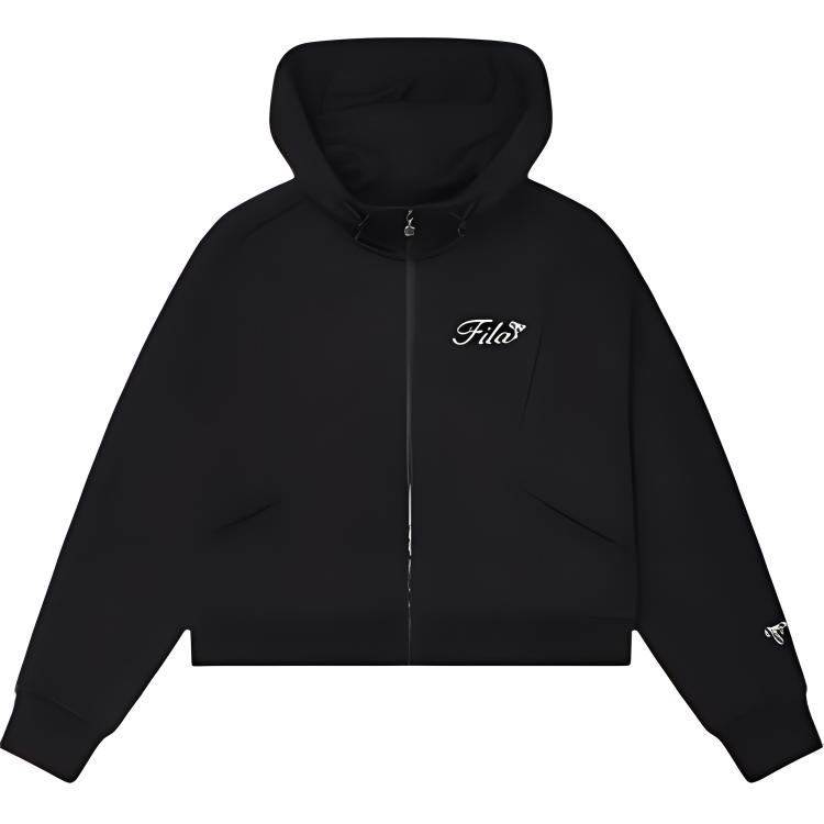 

Fila Оригинальная модная повседневная толстовка с капюшоном на молнии для женщин, верхняя одежда, черная F51W449501F-BK S