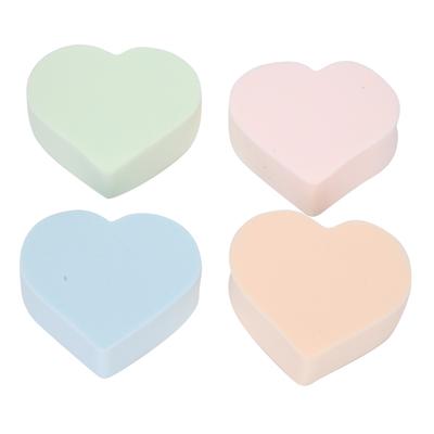 4Pcs Makeup Sponge Soft Heart Shape Wet Dry Use Powder Blush Foundation Blender Sponge