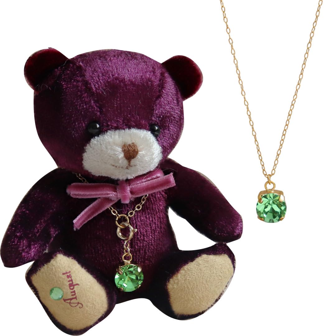 

Petit Luu Birthstone Color Crystal Mini Angel Bear Necklace Gift (August)
