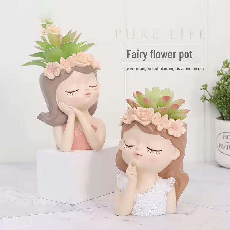 Creative Fairy Girl Succulent Flower Pot Silicone Desk Ornament