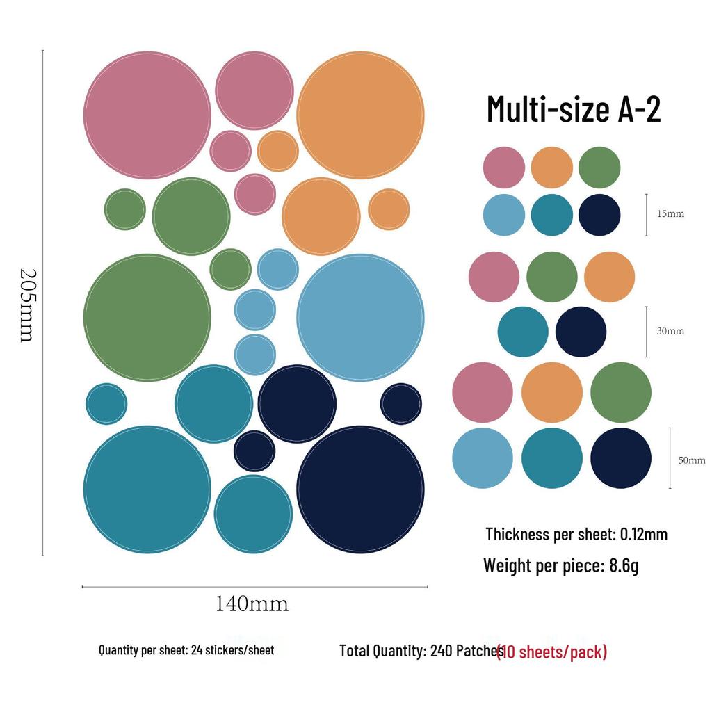 Colorful Polka Dot Stickers for Kids' Journals and DIY Albums