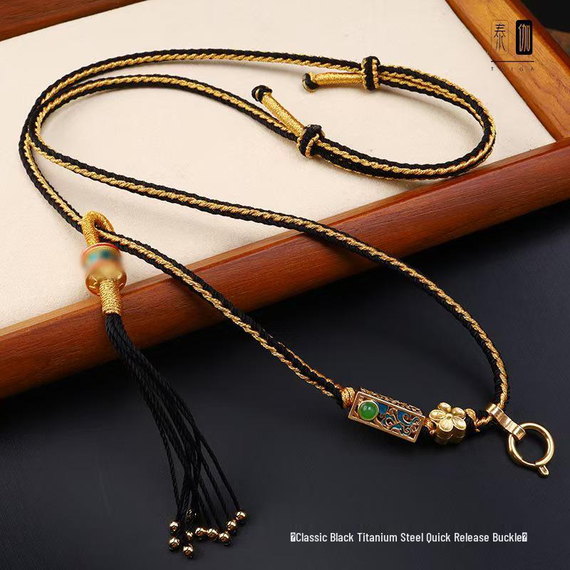 Tibetan Hand-Woven Clavicle Necklace with Colorful Thangka Pendant