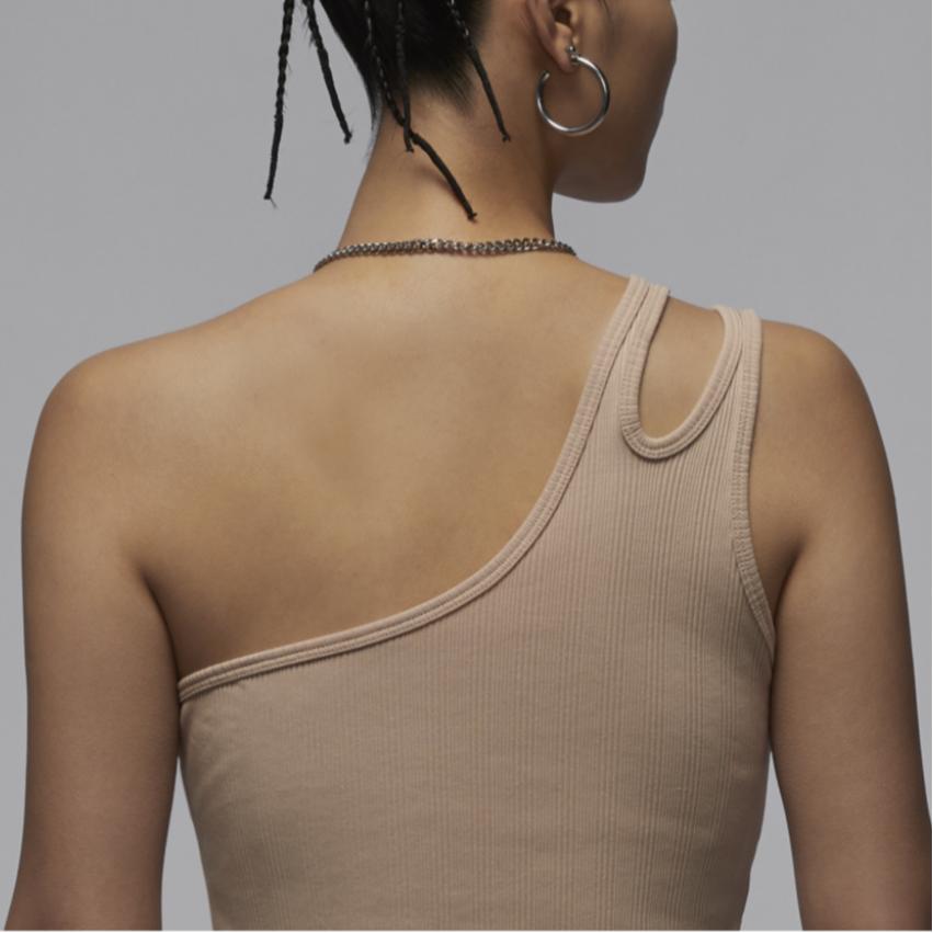 Jordan Solid Color Brand Small Logo Embroidered Comfortable Knit Vest Women tops Khaki FN5799244