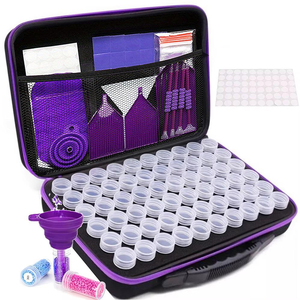 60 flaskor Diamantmålningstillbehör Verktygsförvaringsbehållare Väska Diamantmålningsverktyg Nagellack Smycken Bärväska Förvaringslåda