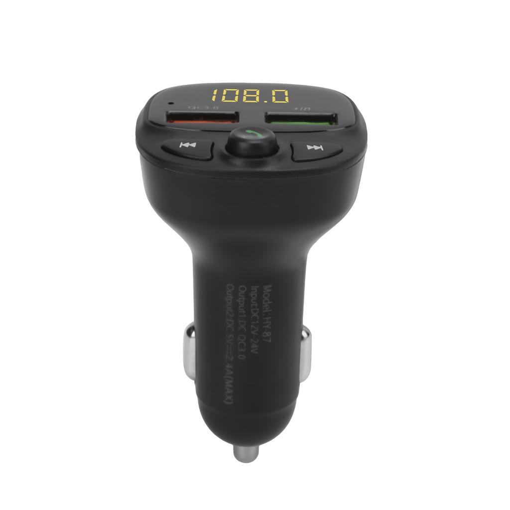 Car Dual USB FM Transmitter Bluetooth5.0 QC3.0 LED Display Wireless Handsfree Voice Reminder 12‑24V