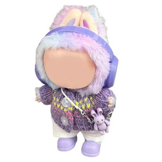 Doll Clothes Set Stylish Overalls Knitted Sweater Outfit for 15-17cm Dolls Fashionable Dress Up