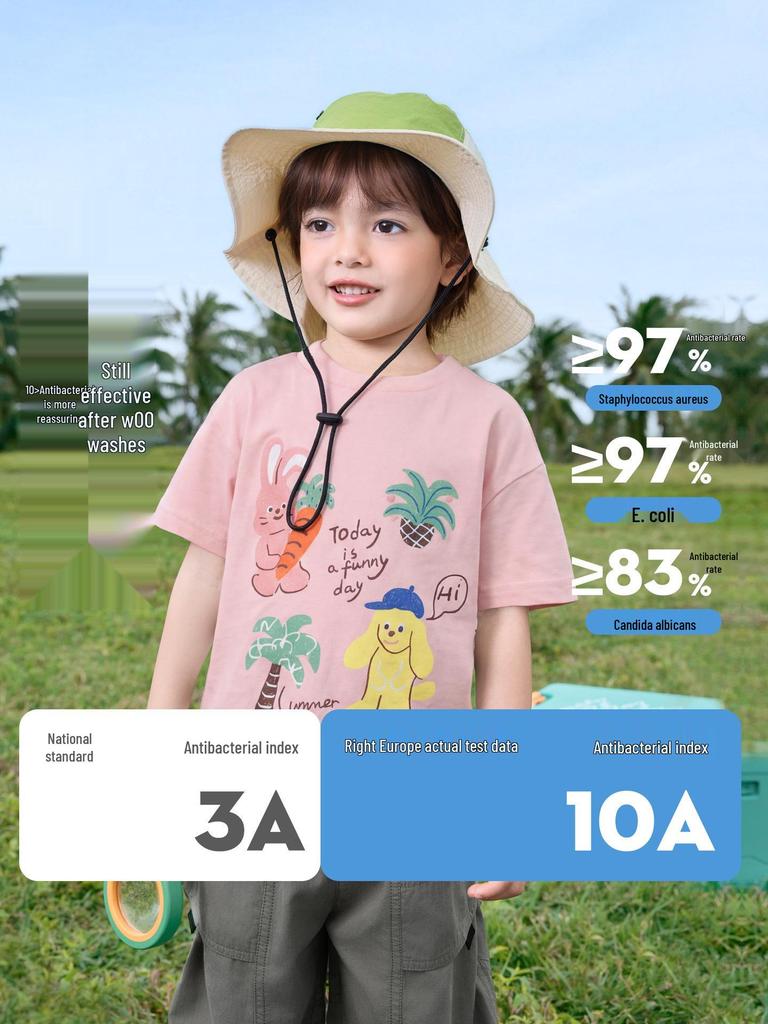 European Boys' Cool-Touch Cotton Short-Sleeve T-Shirt, Summer 2026 Collection for Toddler and Kids