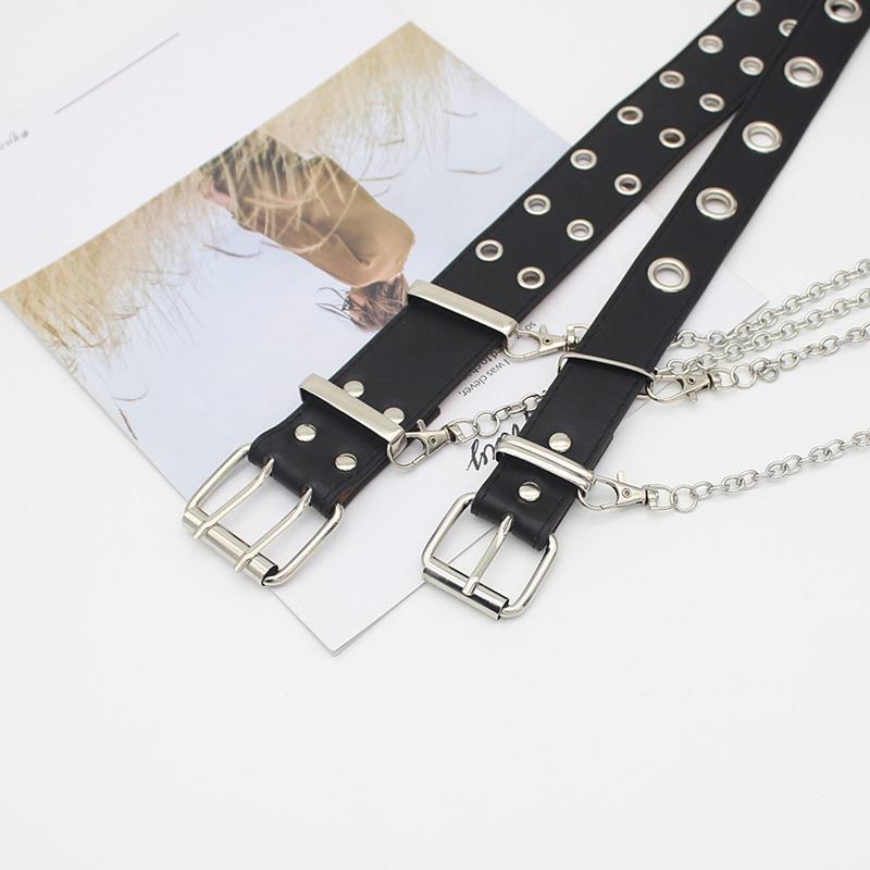 Punk Belt Feminine Eye Silver Sling Embellished Hip Hop Pu Belt Womens Belt