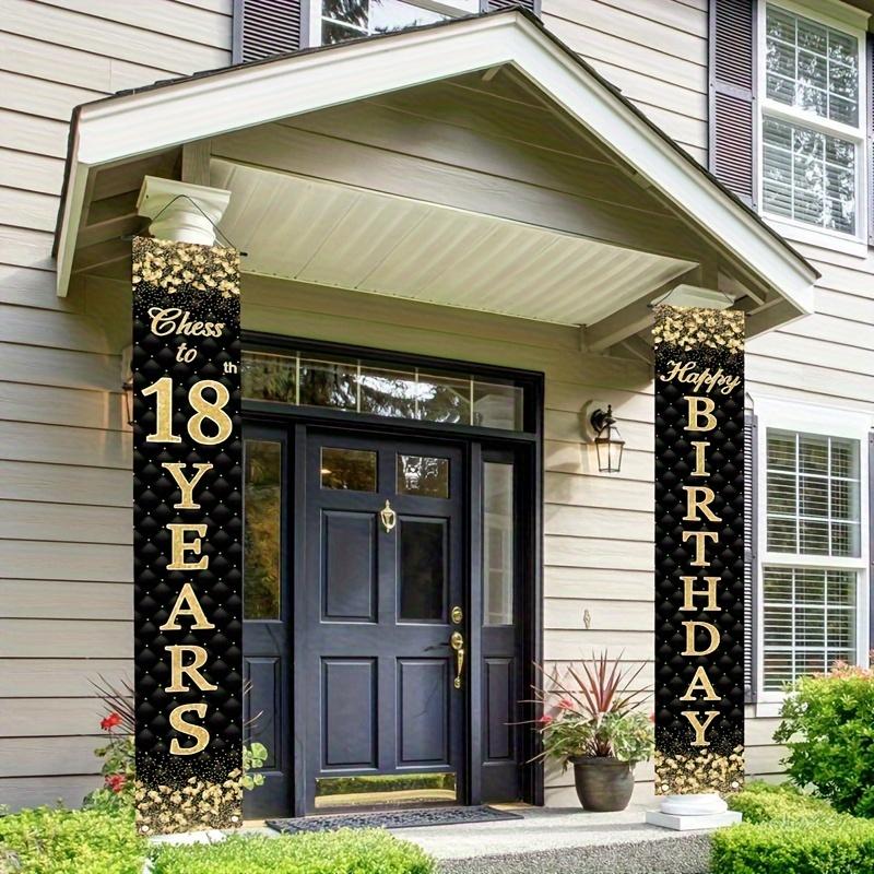 2pcs Birthday 18th Logo Door Banner Black Golden
