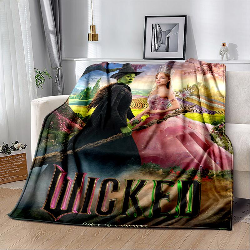 3D Glinda Musical Movie Wicked Cartoon Soft Plush Blanket,Flannel Blanket Throw Blanket for Living Room Bedroom Bed Sofa Cover