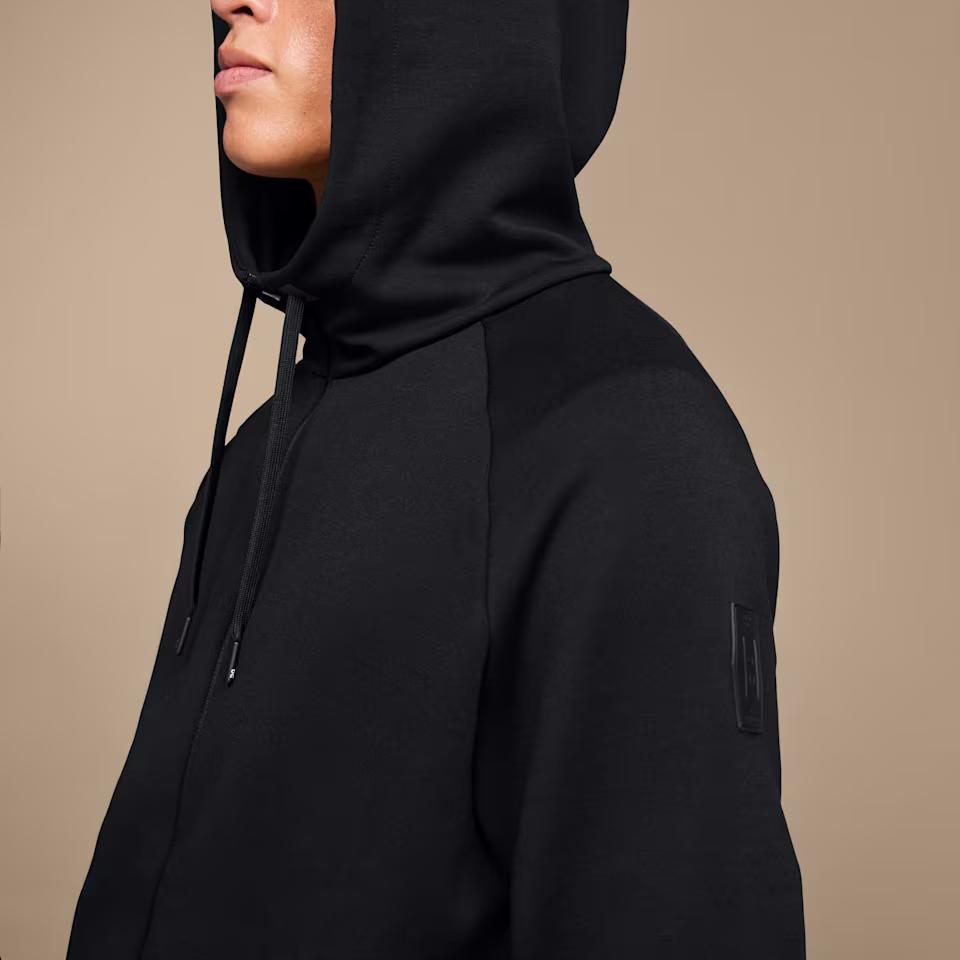 On Zipped Hoodie With Logo Pattern Solid Color Hooded Jacket Men Jacket Black 1ME11440553