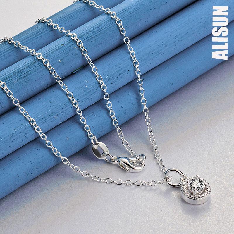 925 Sterling Silver AAA Zircon Pendant Necklace Fashionable Wedding Jewelry
