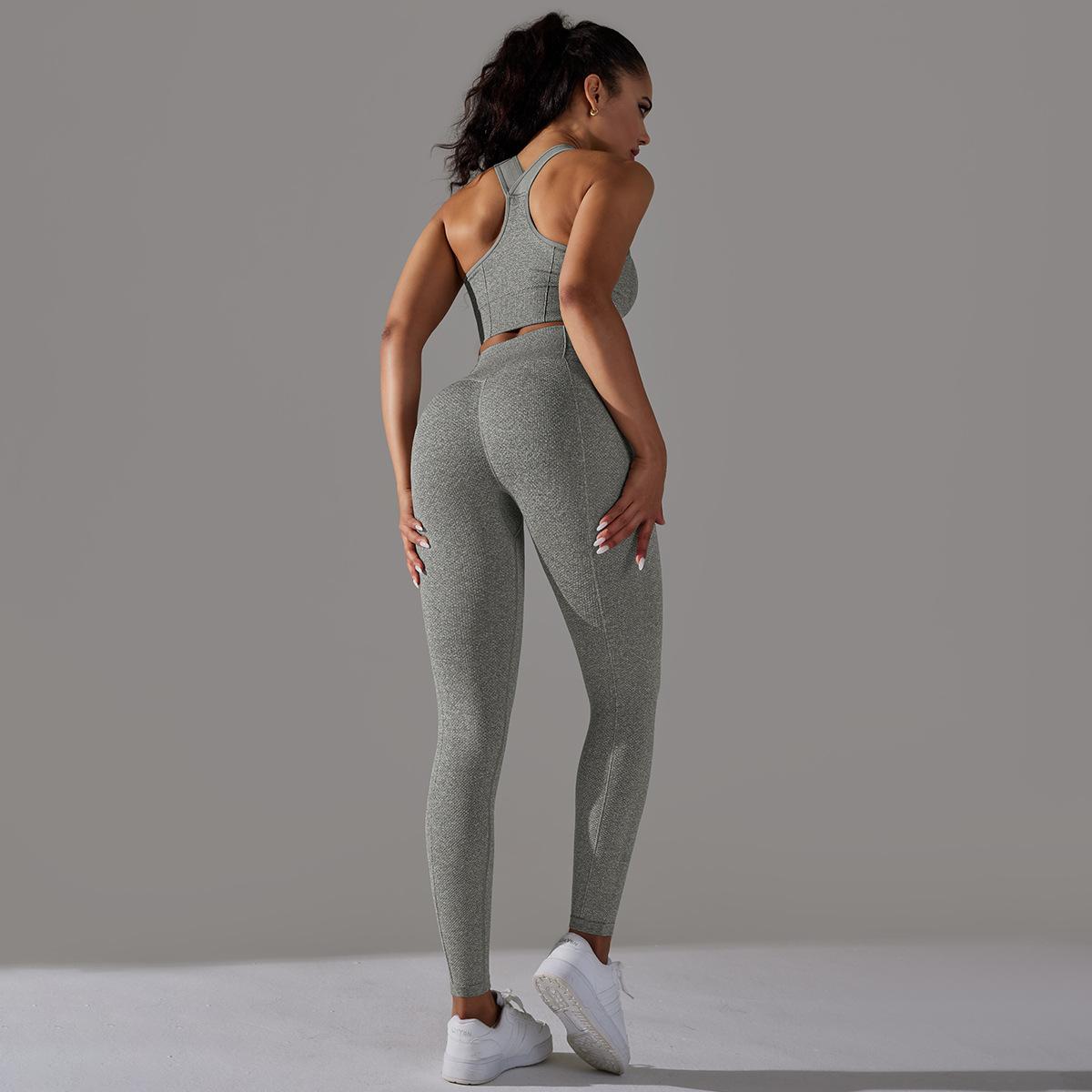 

Nessaj бесшовные спортивные костюмы женский комплект для йоги брюки с высокой талией бюстгальтер для фитнеса пуш-ап комплект из 2 предметов спортивная одежда S