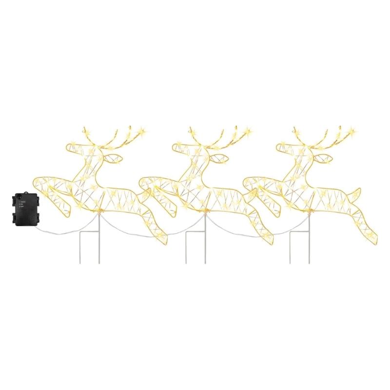 3pcs Reindeer Christmas Pathway Light Outdoor Decorations Battery Powered LED Pathway Marker Yard Stakes 1