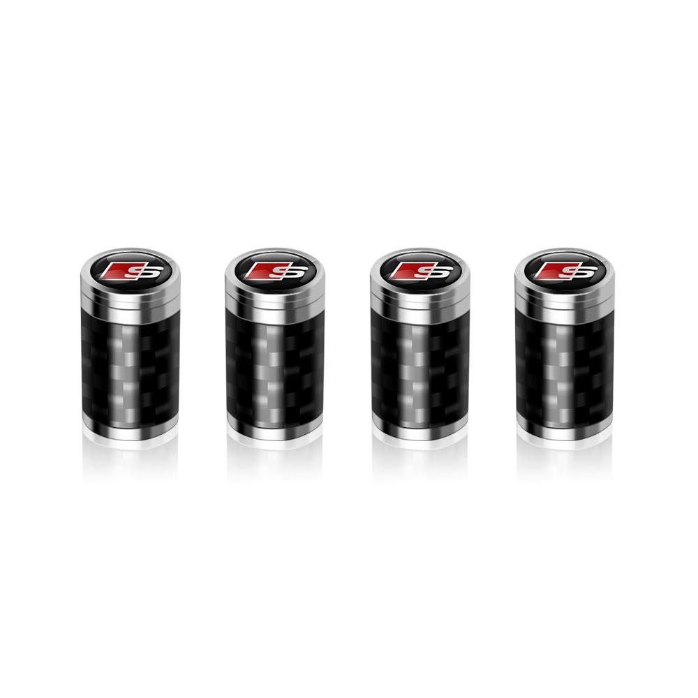 4Pcs Car Styling Wheel Tyre Valve Caps Carbon Fiber Air Stem Cover For 7ysvc SLINE RS TT Quattro A7 A8 Q3 A5 A6 B5 B6 B7 C5 C6 C7 ysvc7