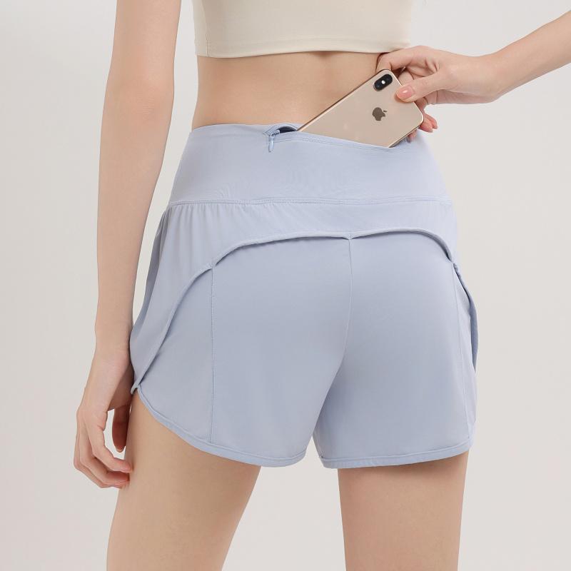 Nude-feel quick-dry sports shorts for women, loose-fitting, anti-exposure, high-waisted, for running, fitness, training, and casual wear in summer