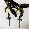 Bohemian Minimalist Small Sword Earrings in Brass and Stainless Steel