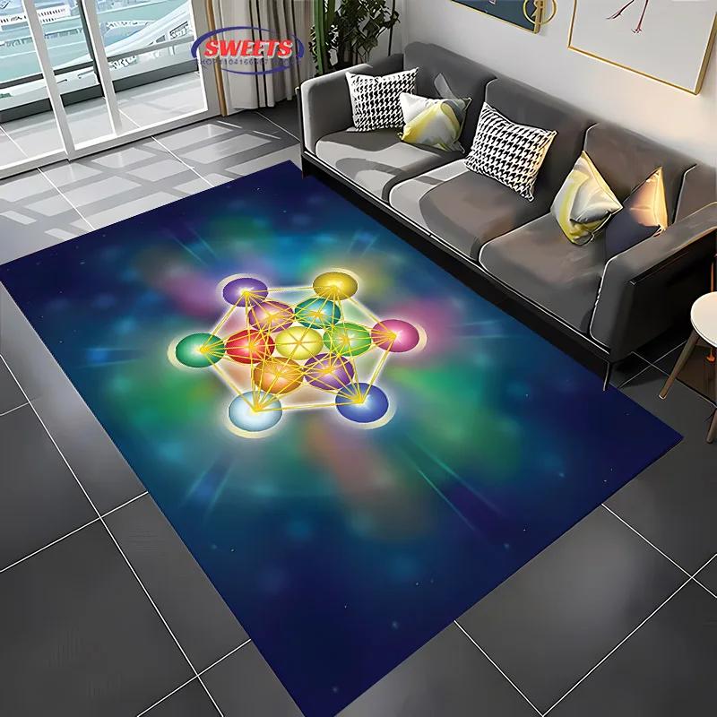 Neue Produkte schnell versandt! 3D Heiliger Metatron-Würfel Muster Teppich Wohnzimmer Teppich Schlafzimmer Sofamat Kinder Rutschfeste Bodenmatte
