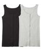 Nissen Inner Long Tank Set of Heather Gray Size 10L Camisole/Tank Top, 100% Cotton, Front-Opening, Top, 2, + Black,