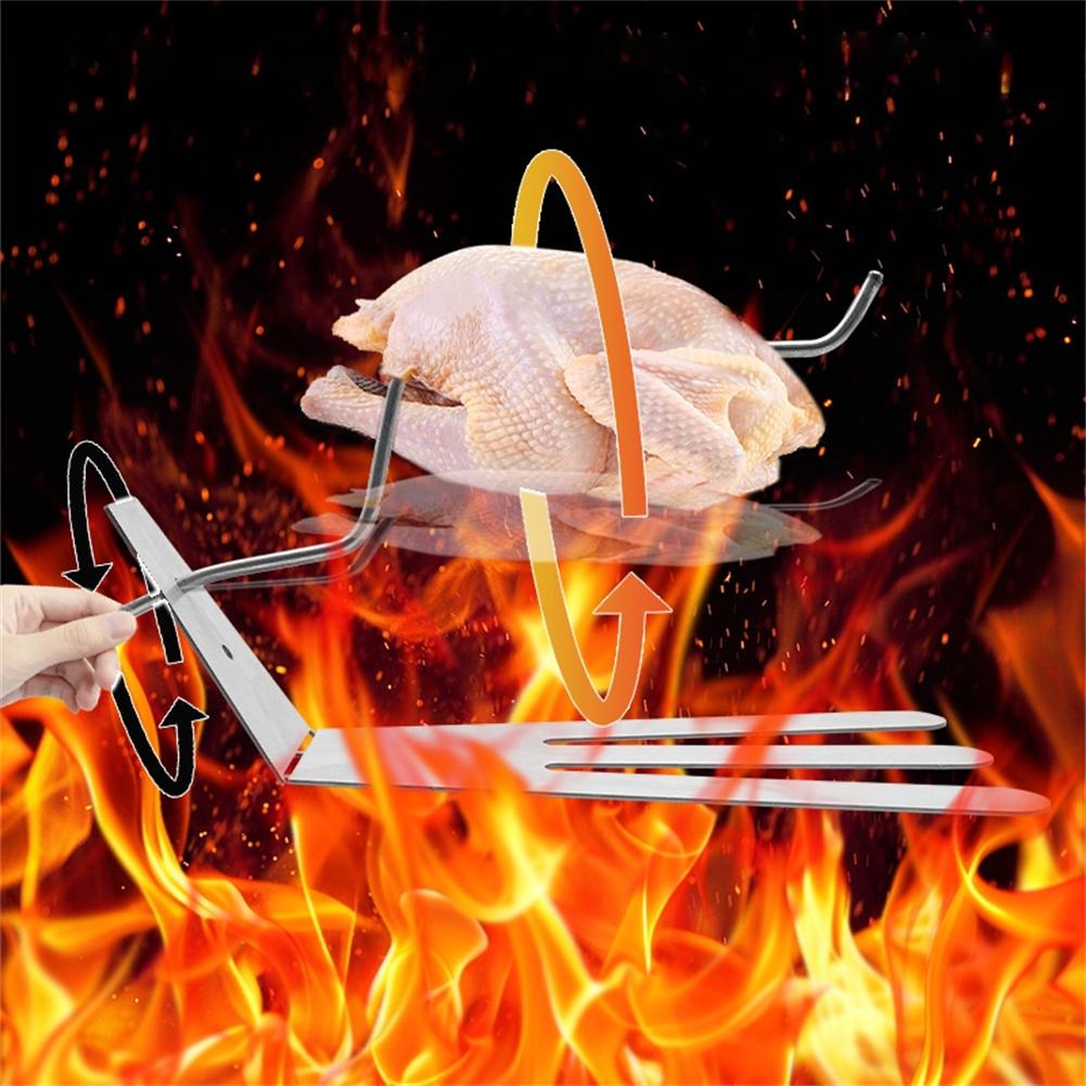 Rotation Chicken Roaster Rack Non-Stick BBQ Tools Chicken Roaster Holder 25.5x13.5cm Stainless Steel Adjustable Rotating Parts