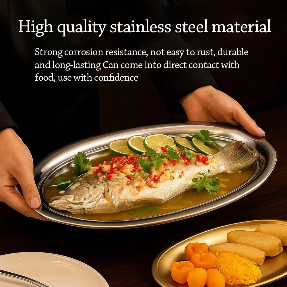 Large Capacity Steamed Fish Dish 304 Stainless Steel Baking Tray  for Cooking Serving