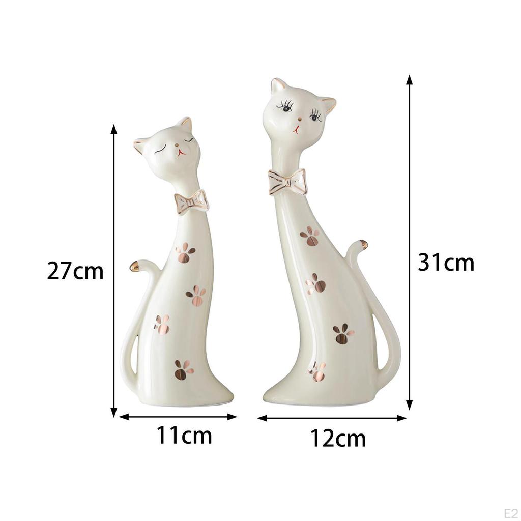 Couple Cat Sculptures Decorative for Bookshelves, Bedside Tables, Desk, Cake Topper, Statues