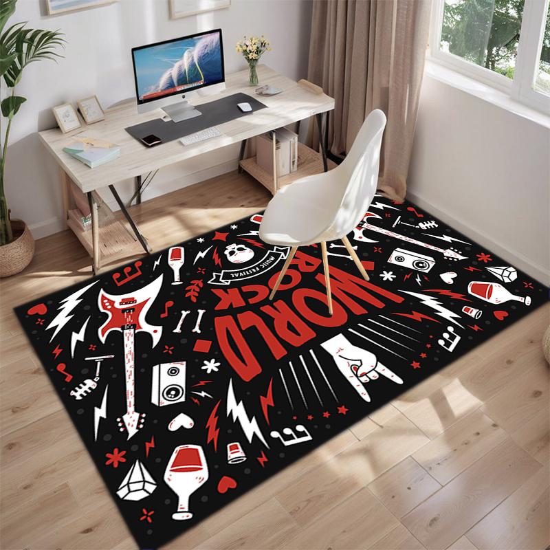 1Pc Musical Elements Printed Circular Carpet, Home Door Mat, Outdoor Travel Protection Carpet A8