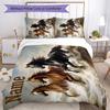 3pcs Custom Name Horse Bedding Set Duvet Cover Closure Includes 1 Duvet Cover & 2 Pillowcases, Soft and Comfortable for All Seasons.