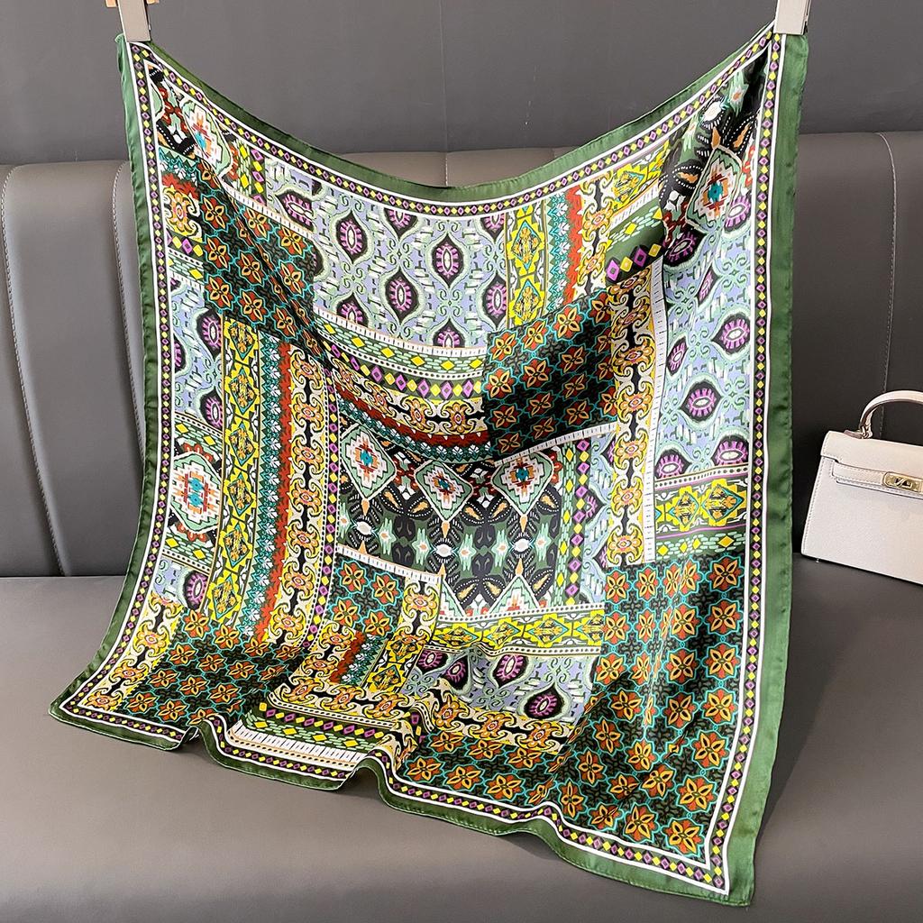 Luxury Floral Print Silk Square Scarf Women Soft Satin Kerchief Hairband Neckerchief Head Hijab Lady Headband Foulard Bag Ribbon