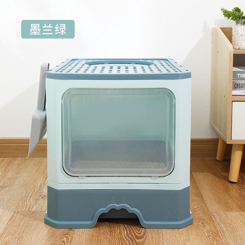 New Folding Fully Enclosed Cat Litter Box Extra-large Top-type Cat Litter Tray Oversized Double-door Cat Toilet