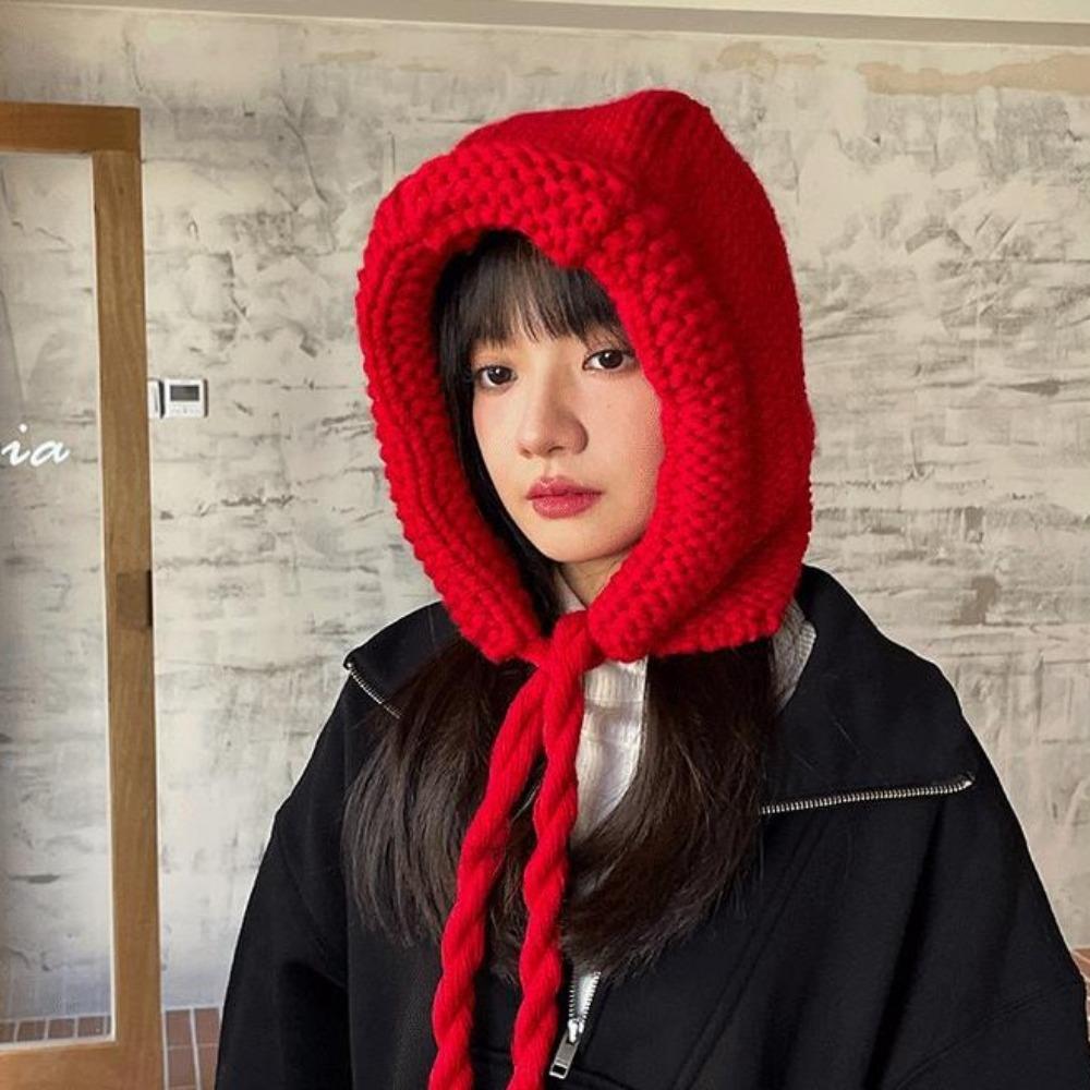 

Windproof Winter Woolen Beanies Vintage Earflap Hat Cute Ear Protective Hat Student бежевий