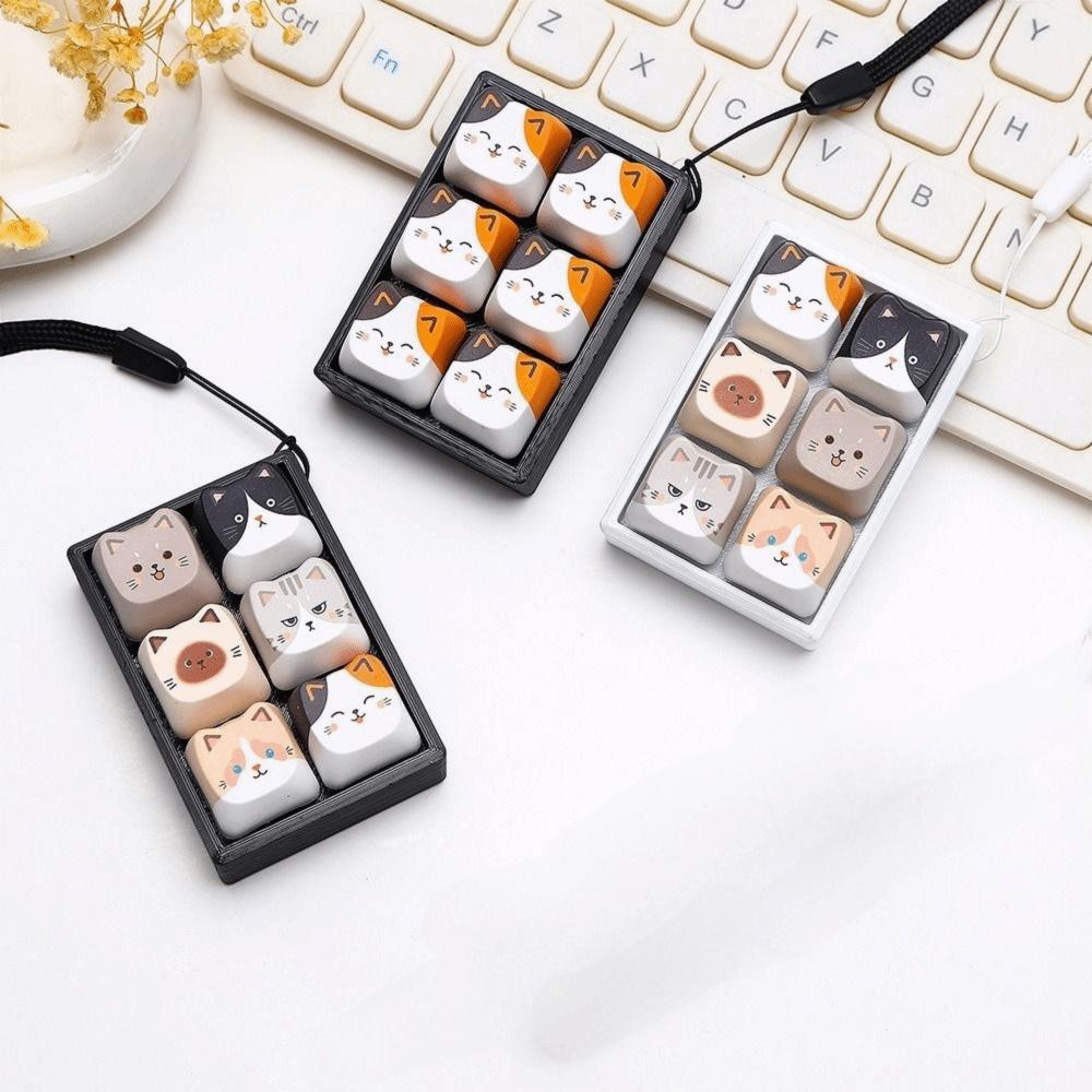 Mechanical Button Anti-stress Fidget Toy Cartoon Backpack Pendant Cat Keycap Keychain Bag Pendant