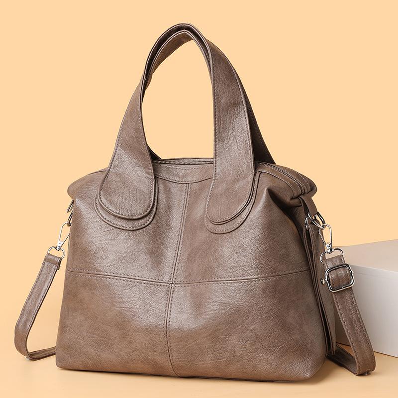 Large Capacity Multi-layer Cross-body Bag with Soft Leather Tote Mother Bag