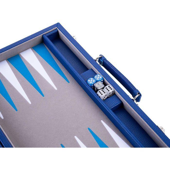 Backgammon 18" de Luxe - ENGELHART - feutre incrusté - dés et jetons nacrés