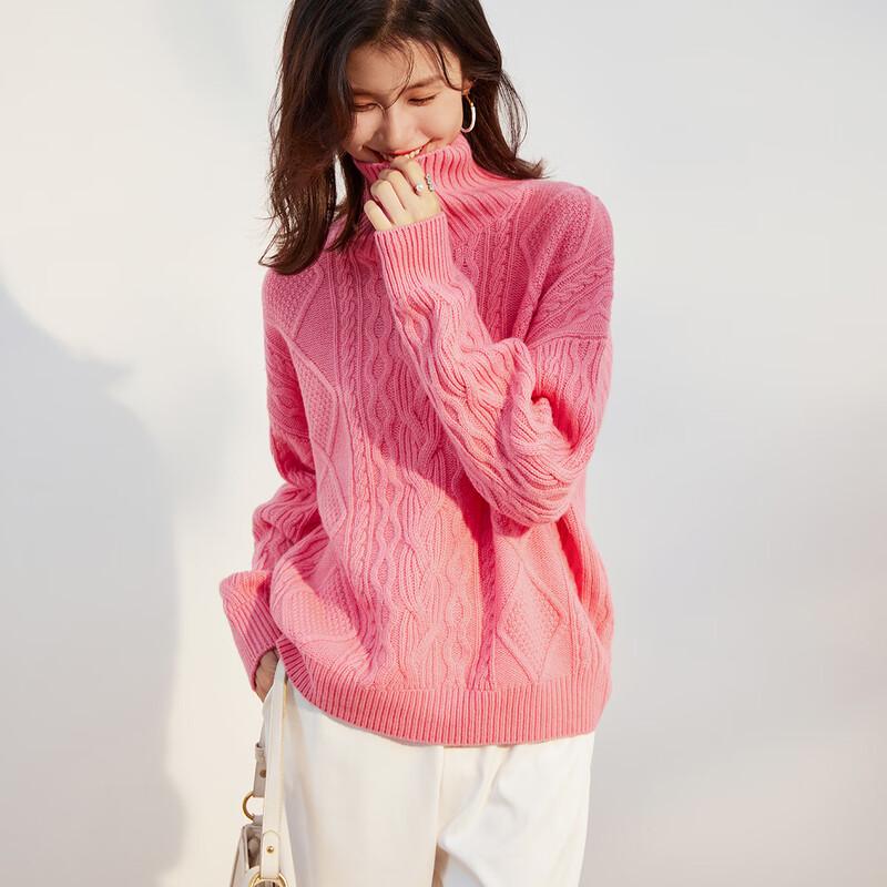Women's 100% Thickened Merino Wool Turtleneck Cable Knit Sweater