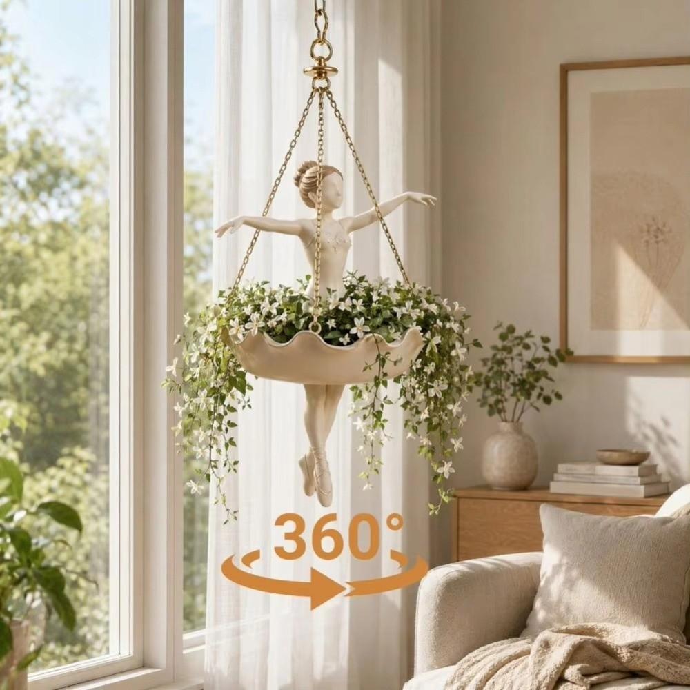 Hars Sprookjes Bloempot Elegante Ballerina Figuur Meisje Hangende Plantenmand Binnen Decoratie