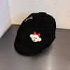 Cute Teddy Bear Flat Cap, Corduroy Newsboy Hat with 3D Bear Bow Decor, Casual Beret for Women & Girls
