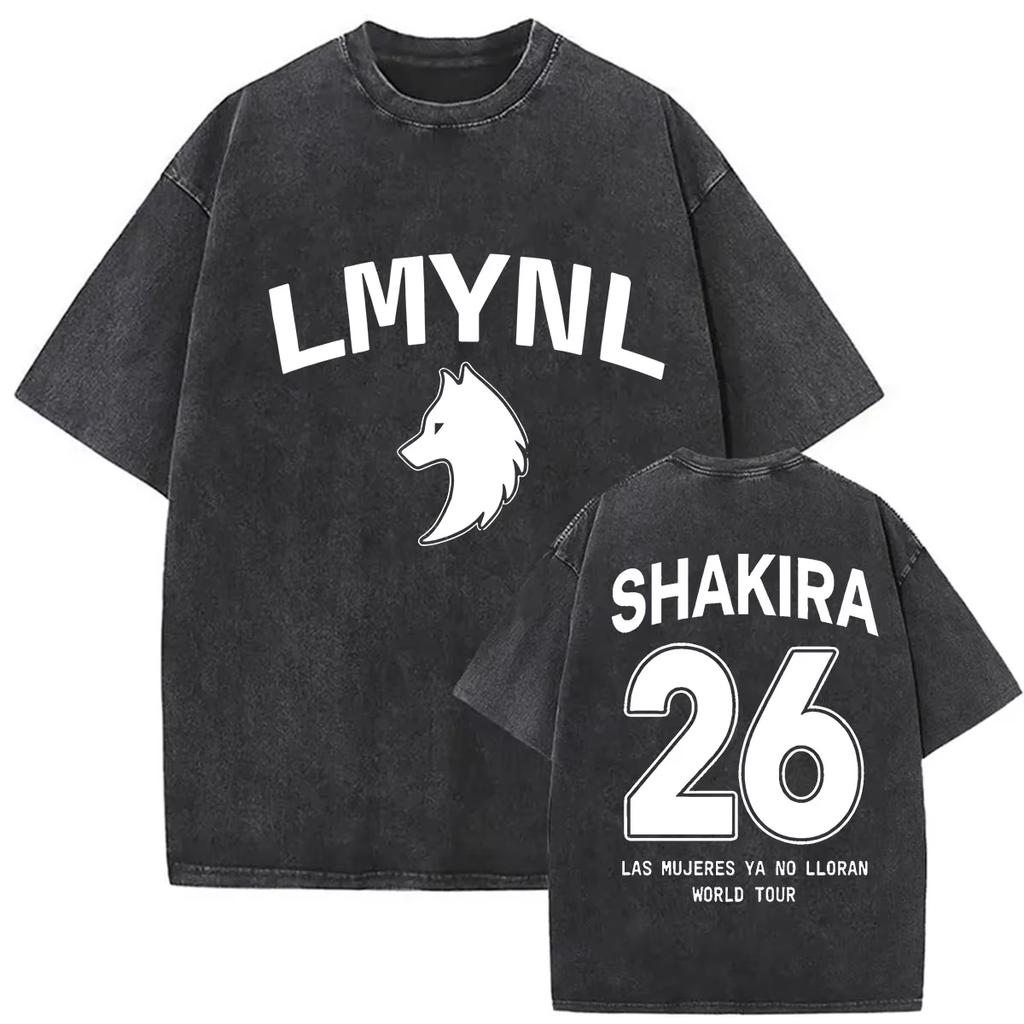Camiseta Shakira Las Mujeres Ya No Lloran World Tour 2026 Algodón Lavado Vintage Camiseta Unisex Manga Corta Cuello Redondo Pop Latino Streetwear Top Regalo
