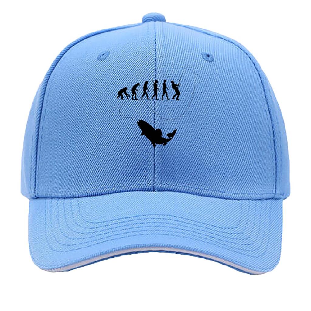 Fishing Evolution Silhouette Angler Fish Graphic Sandwich Baseball Cap Sun Cap Outdoor Workouts Hat