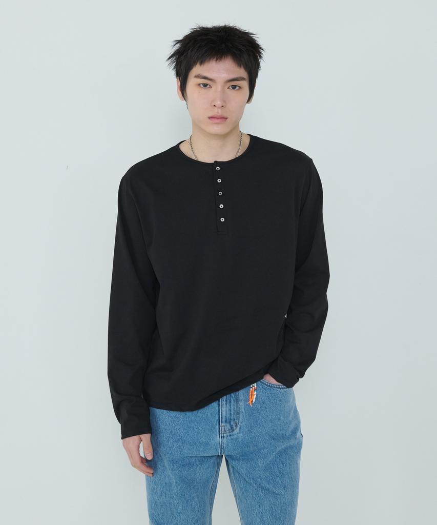 Deossingindeeodeeo Henley Long Sleeve T-Shirt Black