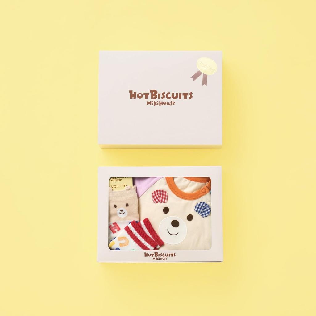 MIKI HOUSE HOT BISCUITS Body Shirt Gift Set (Boxed) for Boys and Girls, Baby and Kids, Ivory, 70cm, 74-9933-146