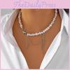 Geometric Pearl Bow Necklace With Adjustable Length For Fashion Enthusiasts
