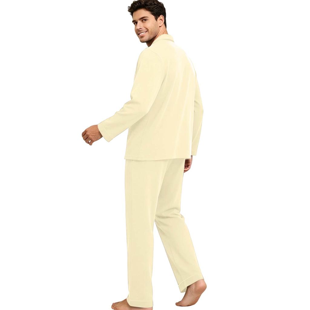 Men's Long Sleeve Button Down Pajama Set for Sleepwear Comfort