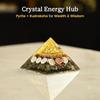 Geldmagnet Pyrit Pyramide für Vastu, Zuhause & Büro | Original Pyrit Stein mit Rudraksha, Gomati Chakra & Shri Yantra