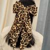 Vintage Leopard Print Bowknot Hairpin Long Ribbon Back Head Spring Clip Ponytail Headwear for Women Elegant Versatile Hairpin