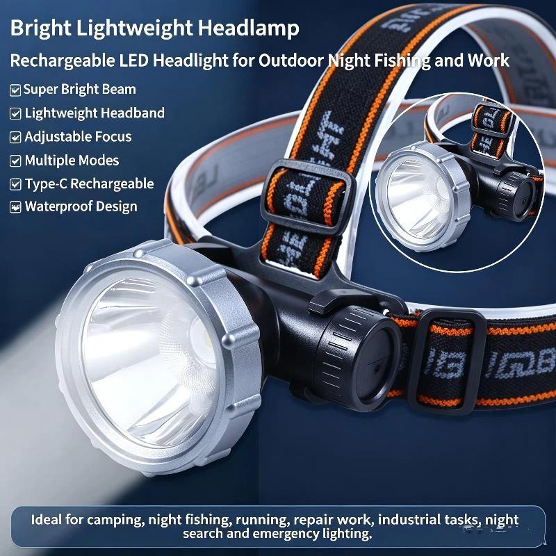 Led Strong Light Headlight Usb Rechargeable Super Bright Head Flashlight  Lighting Modes Camping Fishing Running Headlamp