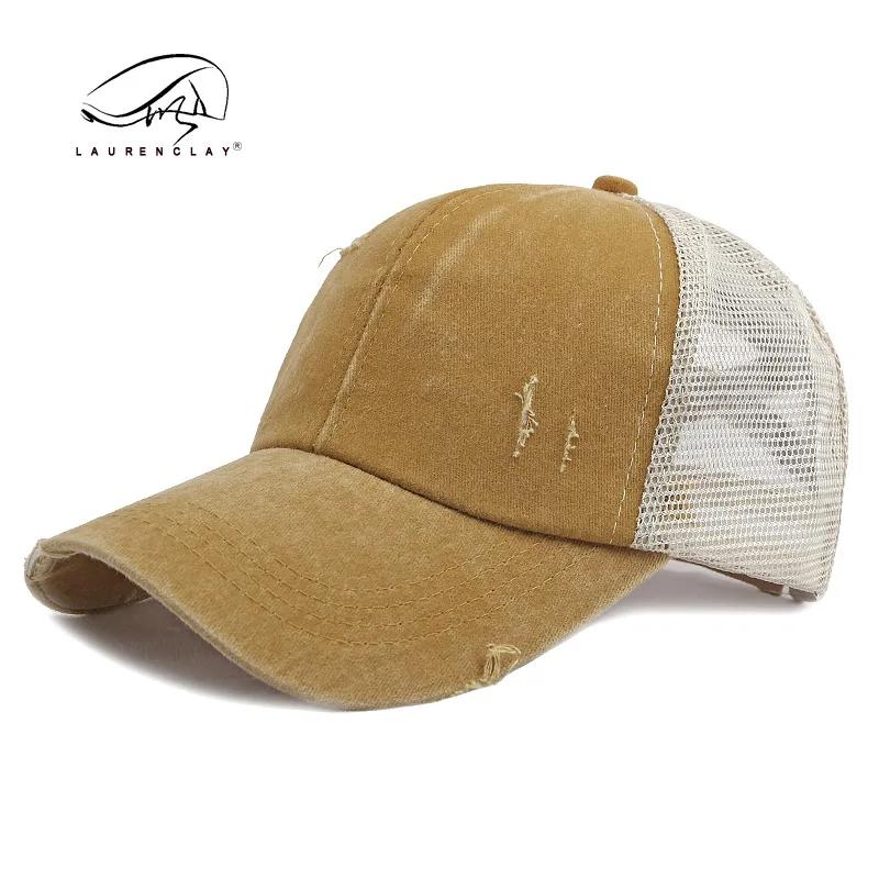 Criss Cross Hat Washed Distressed Baseball Cap Ponytail Hat High Messy Bun Ponycap for Women